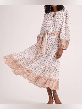 Cleobella Blakely White Floral Midi Dress size large